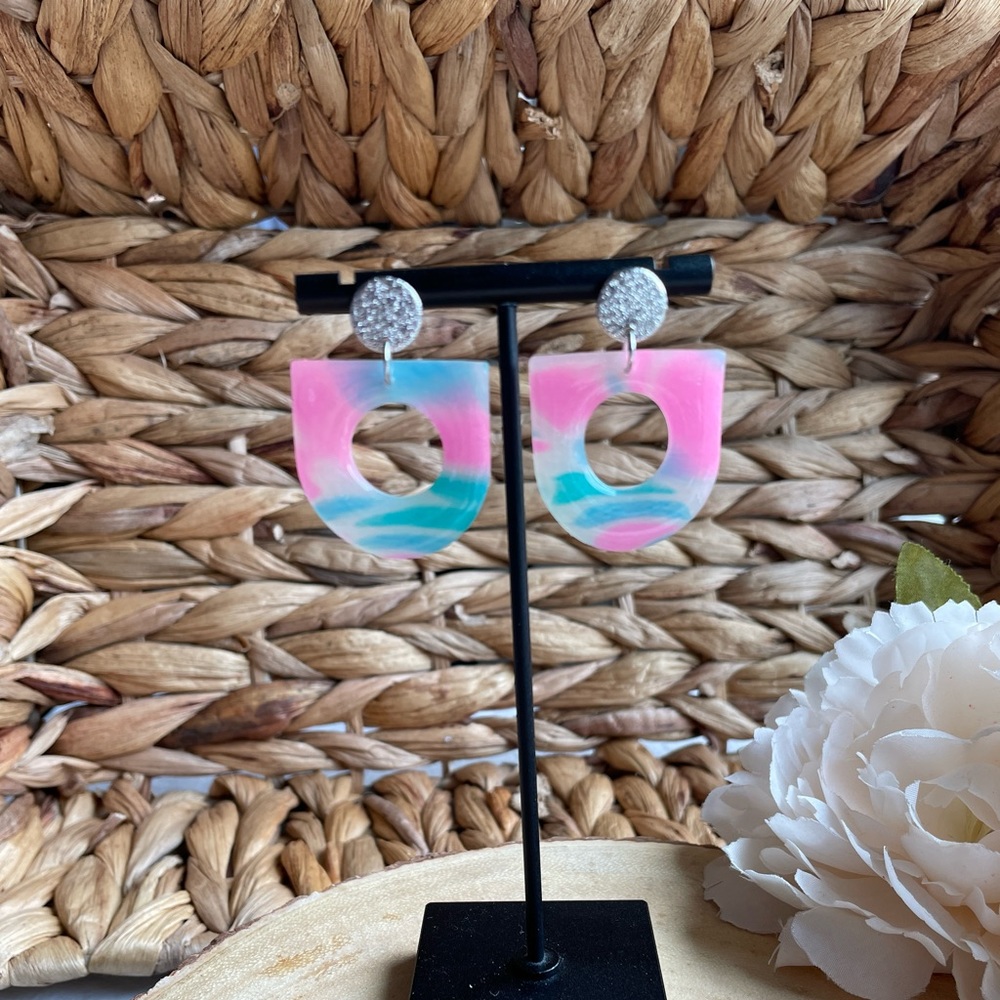 Retro Handmade Polymer Clay Dangly Earrings